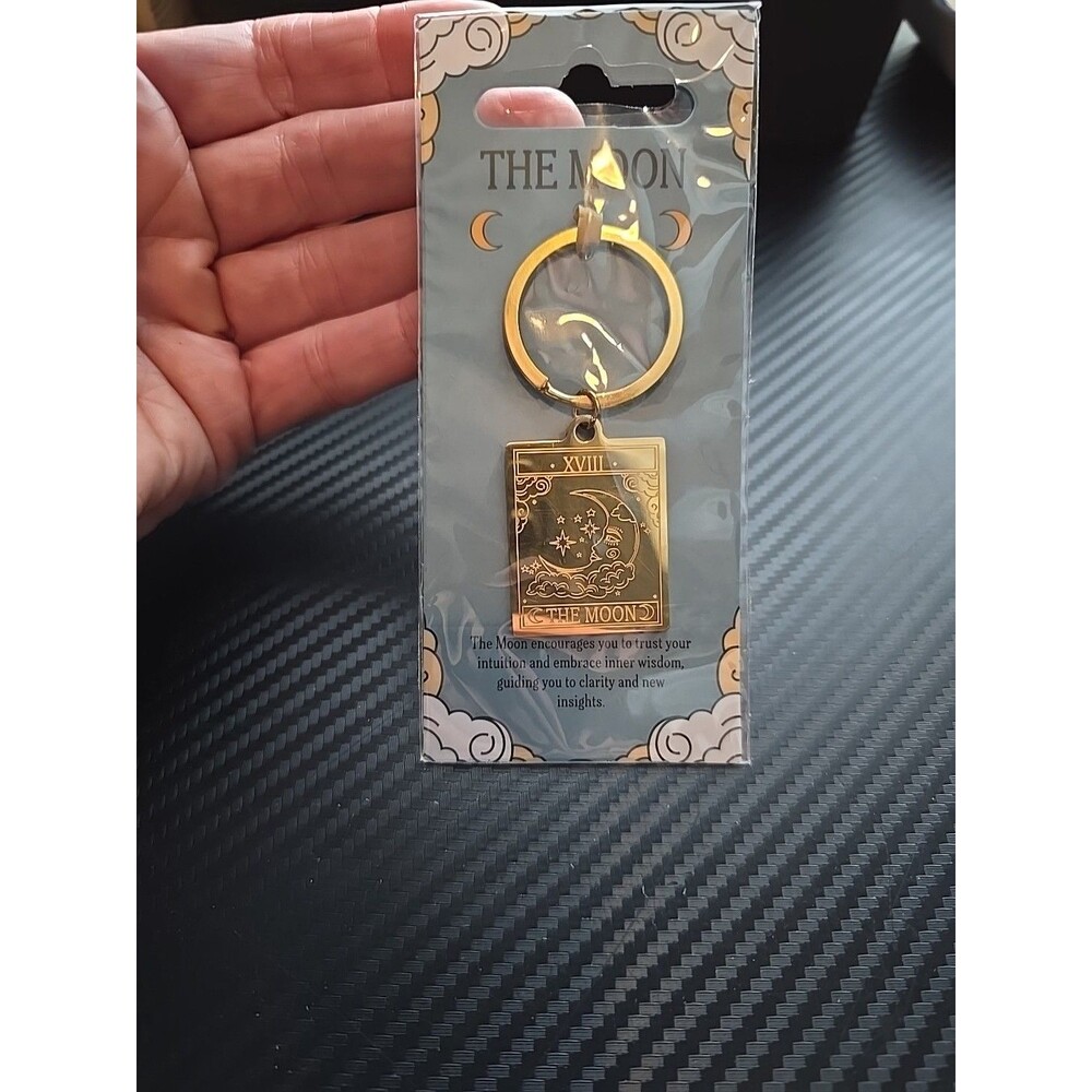 The Moon Tarot Keyring , Keychain, Vintage Style, Rider-Waite Style, Enamel